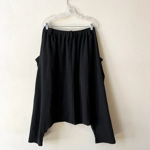 Moyuru Black Harem Pants Size Large With Pockets Artsy Lagenlook Rayon Polyester - Picture 5 of 5